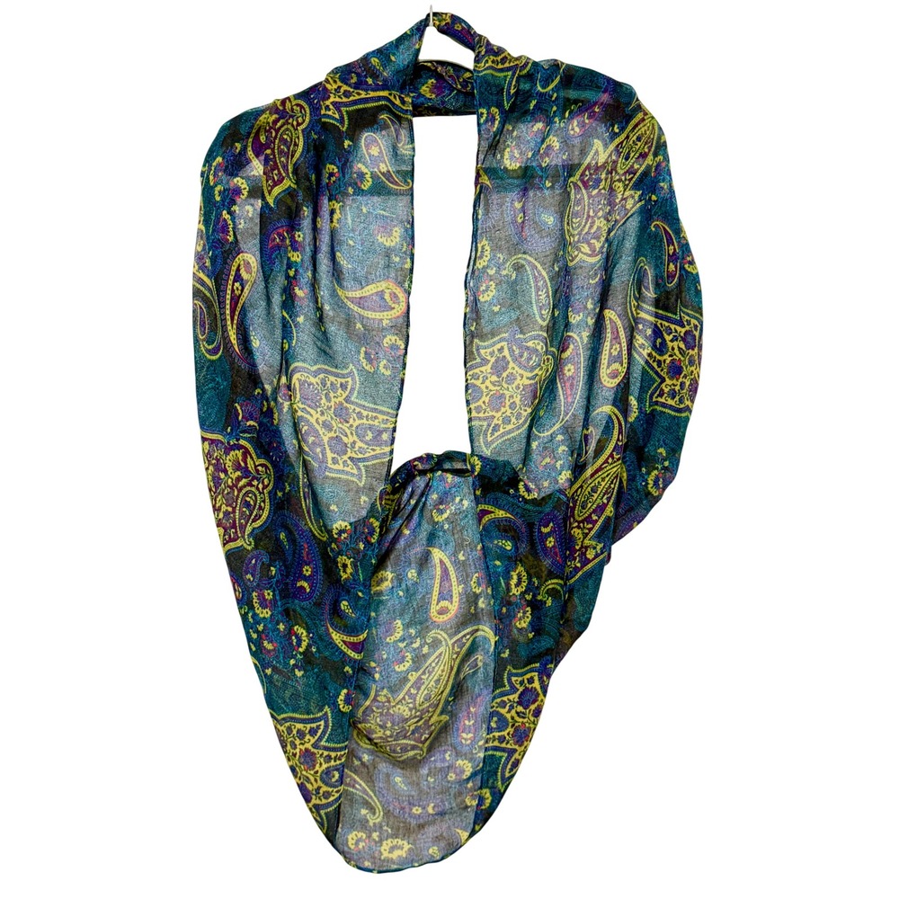 Paisley Infinity Scarf Multi Color Sheer Boho Loop One Size
